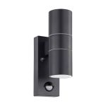 Eglo Vägglampa Riga 5 Stål Antracit Up & Down 2W 250lm - 830 Varm Vit | IP44 - Rörelsesensor